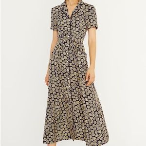 HVN daisy print silk long dress in great condition!